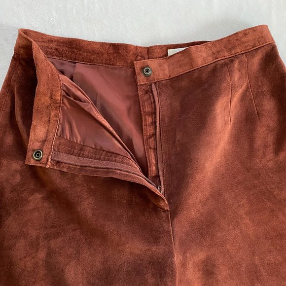 Lord & Taylor Suede Pants Trousers Rust Orange Brown vintage fits size 10-12 - Picture 10 of 14
